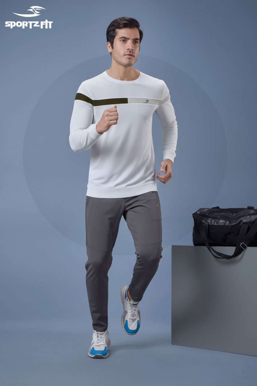 Men Round Neck Full Sleeve T-Shirt  | White  | XL |  SBT66